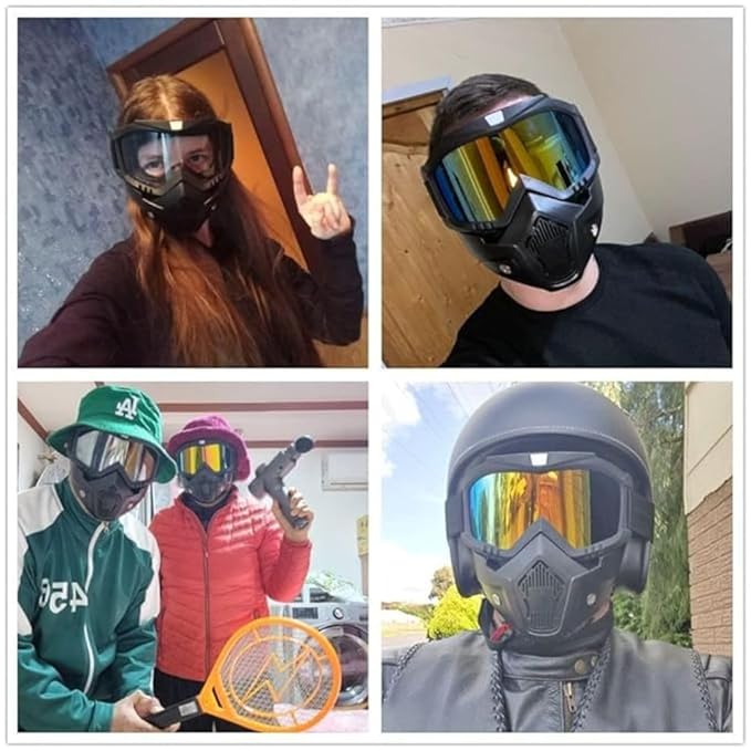 BELARO Goggle Mask Anti Scratch UV Protective Open Face & Eyewear Windproof Dirt Shield Adjustable Strap Soft Foam Padded Detachable for Cycling Bike Off Road Racing Riding Unisex