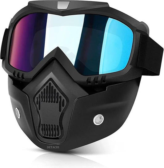 BELARO Goggle Mask Anti Scratch UV Protective Open Face & Eyewear Windproof Dirt Shield Adjustable Strap Soft Foam Padded Detachable for Cycling Bike Off Road Racing Riding Unisex